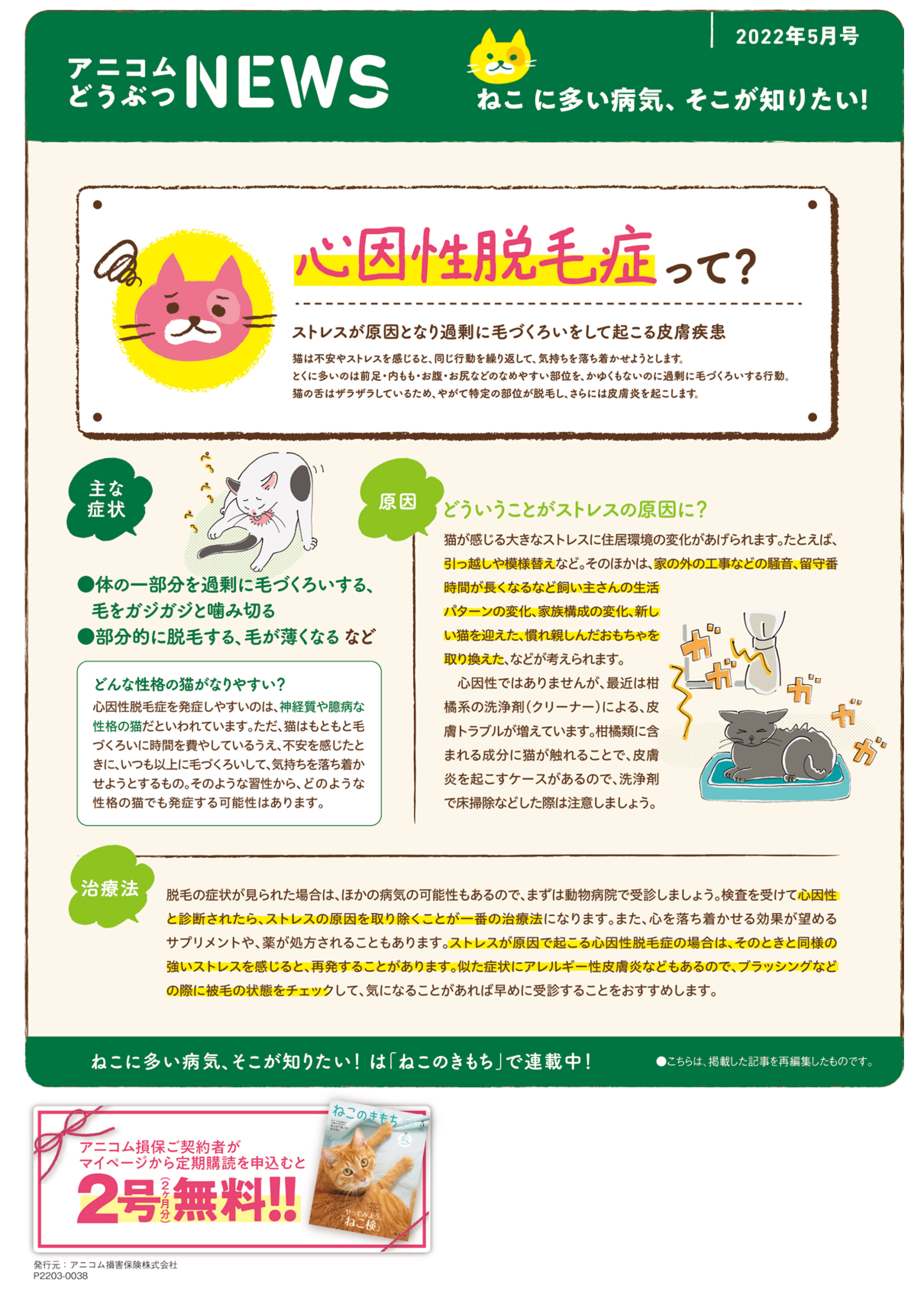 【ねこに多い病気】心因性脱毛症